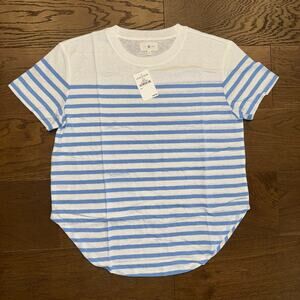NWT Lou & Grey Nordstrom Selina Striped T-Shirt Glossy Blue Size Large Coastal